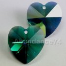 2 pcs Swarovski 6202 Heart 18mm Crystal Bead Emerald AB