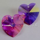 2 pcs Swarovski 6202 Heart 18mm Crystal Beads Rose AB