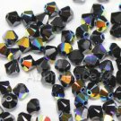 24 pcs Swarovski Crystal 5301 Bicone 6mm Beads JET AB (BLACK)