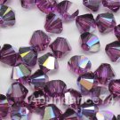 24 pcs Swarovski Crystal Elements 5328 6mm Xillion Beads AMETHSYT AB