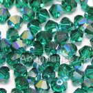 24 pcs Swarovski Crystal Elements 5328 6mm Xillion Beads EMERALD AB