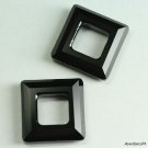 2 pc Swarovski Crystal 4439 Square Frame 14mm Jet Black