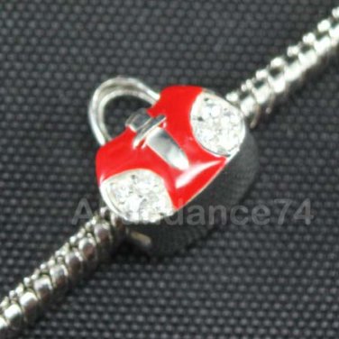 1 piece Sterling Silver CUTE EPOXY COLOR HANDBAG European Bead Charm C24