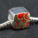 1 piece Sterling Silver RED/GOLD EPOXY COLOR LOVE European Bead Charm C34
