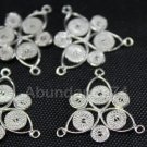 4 Pieces Sterling Silver 20mm Turkey Filigree Connector Earrings Findings CF05