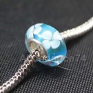 1 piece 925 Sterling MURANO GLASS BEAD WHITE FLOWER European Bead Charm C12