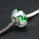 1 piece 925 Sterling MURANO GLASS BEAD WHITE WAVES European Bead Charm C17
