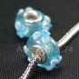 1 piece 925 Sterling MURANO BEAD BABY BLUE FLOWER European Bead Charm C19