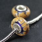1 piece 925 Sterling MURANO GLASS BEAD YELLOW SPIRAL European Bead Charm C20