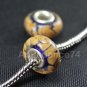 1 piece 925 Sterling MURANO GLASS BEAD YELLOW SPIRAL European Bead Charm C20