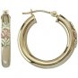 Black Hills Gold Earrings 3 Leaf 7/8" Hoop