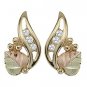 Black Hills Gold Earrings 3 Diamonds & 1 Leaf Post