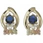 Black Hills Gold Earrings Sapphire & Diamond Post