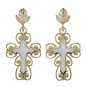 Black Hills Gold Earrings White Mother Of Pearl Cross Post