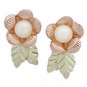 Black Hills Gold Earrings Rose & White Pearl Post