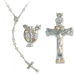 Sterling Silver Rosary With Crystal Beads