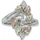Black Hills Gold On Sterling Silver 6 Leaf Ladies Ring