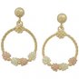 Black Hills Gold Earrings Hoop & Leaves Dangle Post