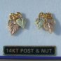 Black Hills Gold 2 Leaves & Grapes Post Earrings