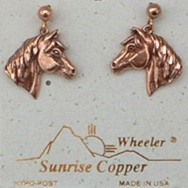 Sunrise Copper Earrings Horse Dangle Post