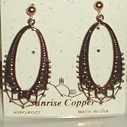 Copper Earrings Fancy Dangle Post Hypoallergenic