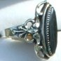 Large Faceted Hematite Ring Ladies Sterling Silver 3/4" Wide