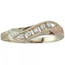 Black Hills Gold Ring Ladies Leaves 5 Diamond .03 TDW