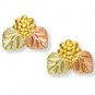 Black Hills Gold 2 Leaves Lots Of Grapes Post Earrings