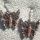Black Hills Gold Earrings Oxidized Silver Butterfly