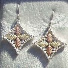 Black Hills Gold Earrings 4 Leaf Grape Fancy Cross
