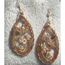 Black Hills Gold Earrings Hummingbird Flower Hook
