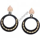 Black Hills Gold On Black Enamel Hoop Earrings