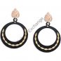 Black Hills Gold On Black Enamel Hoop Earrings
