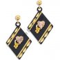 Black Hills Gold On Black Enamel Dressy Earrings