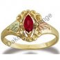 Black Hills Gold Genuine Marquise Ruby Ring