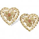 Black Hills Gold Roses Leaves & Heart Earrings