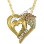 Black Hills Gold Double Heart 3 Diamond Necklace
