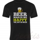 Beer Makes Me Happy T-Shirts Unisex Tee Black Size S-5XL Beer Makes Me Happy T-Shirts Unisex Tee Black Size S-5XL