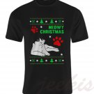 Ugly Meowy Christmas T-Shirts Cute Cat Lovers Tee Shirt Black Size S-5XL New