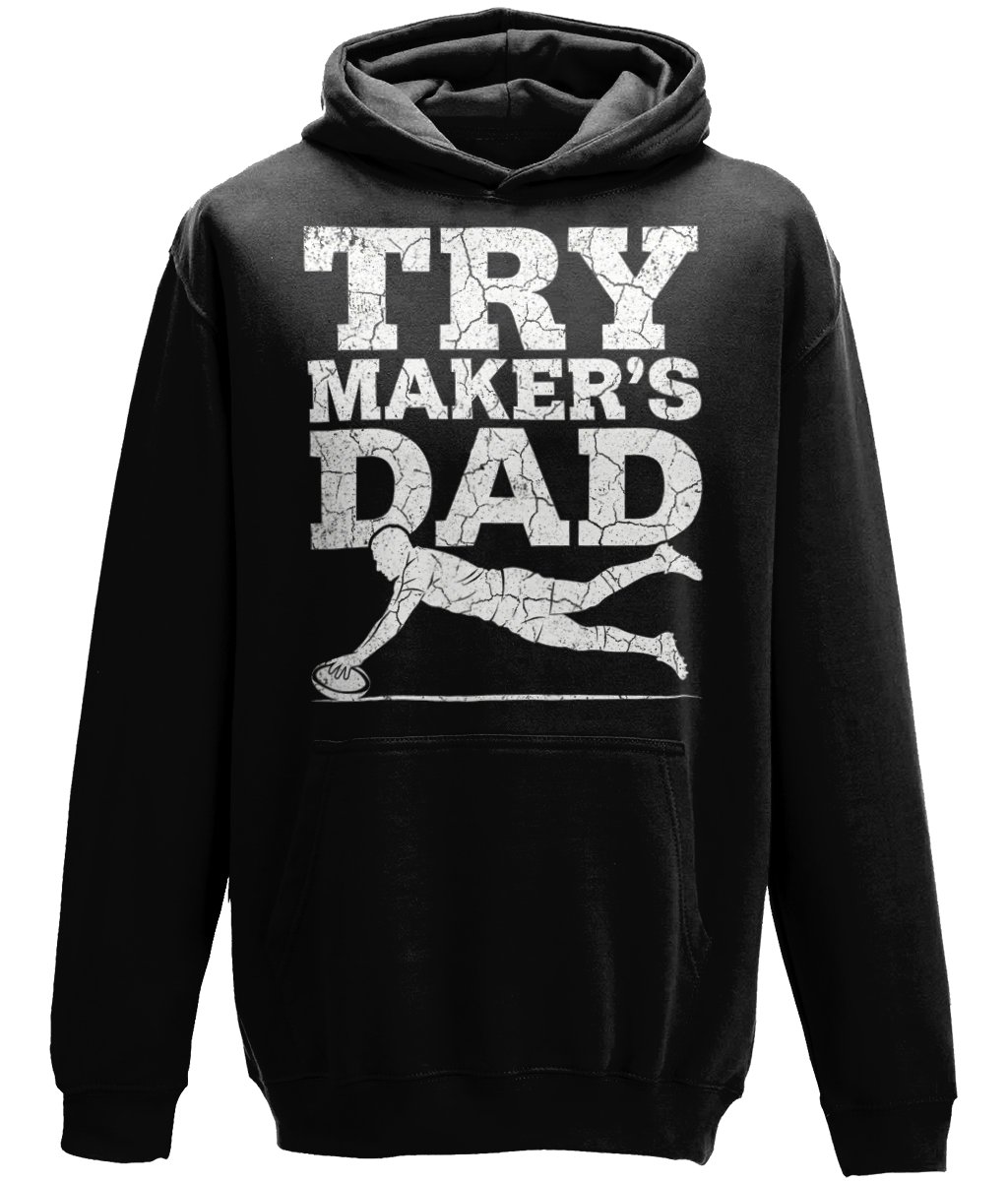 Try Maker's Dad Hoodie - Proud Rugby Parent Gift - Rugby League & Union Fan Gear