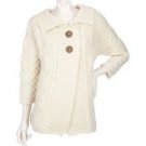 Kilronan Merino Wool Cable Cardigan L XL Aran Ivory Fisherman Ireland Irish NWT