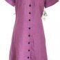 Charter Club Long Button Front Linen Dress Camp Shirt Purple 10 NWT $69 Short Sl