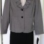 Kasper Skirt Suit 10 Black Multi Career Formal Cascade Collar folds  NWT $$$ NEW