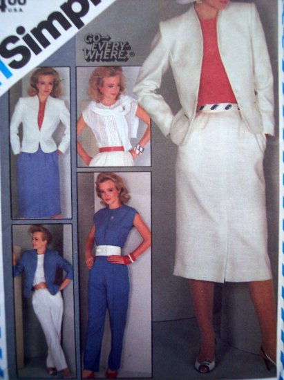 Uncut 80's Skirt Lined Jacket Pants Suit Go Everywhere Vintage Sewing Patterns 6272