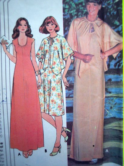 Vintage 1970's Vintage Sewing Pattern Scoop Neck Dress & Gown & Kimono Cover Up B 31.5 Pattern 5609