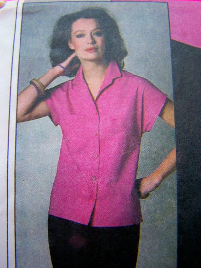 Vintage Sewing Pattern Misses Shirt Cap Sleeve BUtton Up Blouse Sz 8 10 Pocket Collar 9024