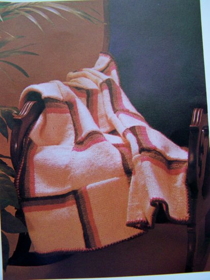 1 Penny S&H USA 80's Vintage Knitting Pattern Afghan Blanket Home Knit