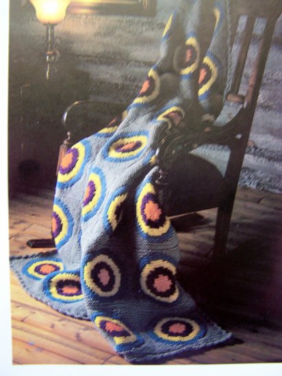 USA 1 Cent S&H Circles 'N Squares Afghan Blanket Vintage Knitting Patterns Crochet Edging