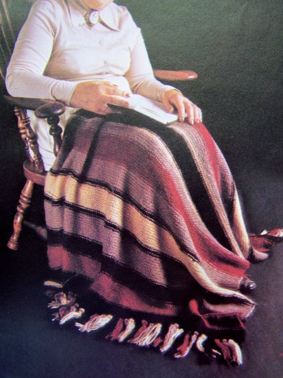 USA 1 Penny Shipping Striped Lap Robe Blanket Vintage Knitting Pattern