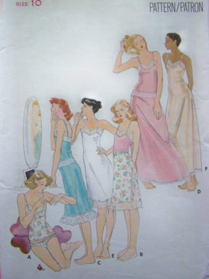 1970s Vintage Full & Half Slip Camisole Bikini Panties Lingerie Sz 10 B 32.5 Sewing Pattern 4331